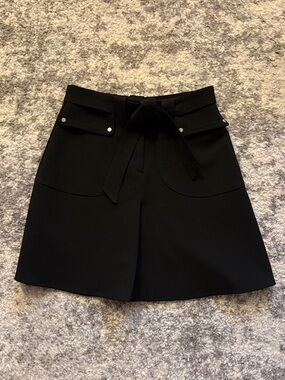 Maje Jelsi Crepe Black Tie-Waist Women’s Skirt with Pockets Size 1